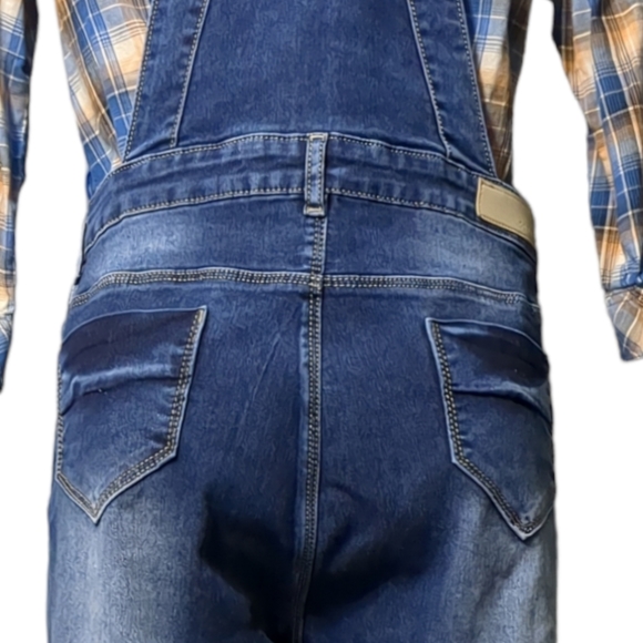 CORAL Blue Denim Overalls Dark Wash size 34 - Picture 8 of 14